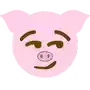 a pink pig emoji with its eyes closed and a smile .