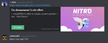 a screenshot of a discord channel with a nitro boost advertisement