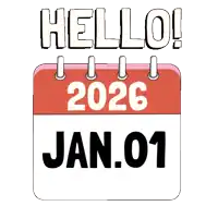 a calendar says hello 2026 and january 01