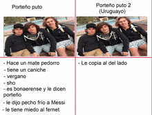 four pictures of a group of young men with the words porteño puto and porteño puto 2 on the bottom