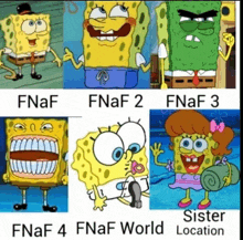 a picture of spongebob from fnaf 2 and 3