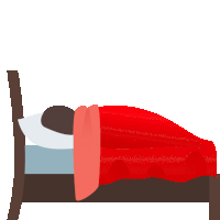 a person is laying in a bed with a red blanket