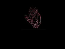 a drawing of a person with a rose in their hand on a black background