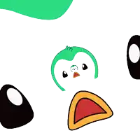 a cartoon of a penguin with a green head and a yellow beak