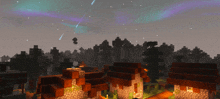 a screenshot of a video game with the aurora borealis visible in the sky