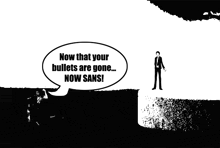 a black and white drawing of a man with a speech bubble saying i see
