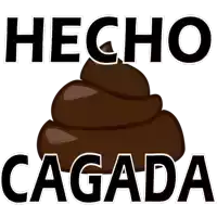 a cartoon drawing of a pile of poop with the words hecho cagada below it