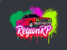 a colorful logo with a car and the word region kp