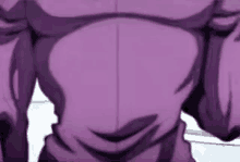 a close up of a person 's torso in a purple sweater .