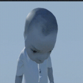 a 3d rendering of a baby with a very large head