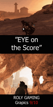 a poster that says ' eye on the score ' at the top