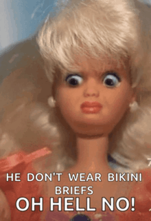 a barbie doll says he does n't wear bikini briefs