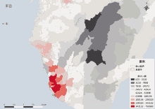 a map showing the number of people in different areas