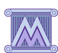 a purple letter m in a square with a purple border