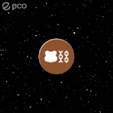 a brown circle with a bear and chains on it is surrounded by stars