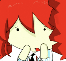 a cartoon character with red hair and a striped shirt and tie