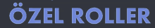 the word roller is written in blue letters on a dark background