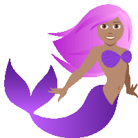 a cartoon illustration of a mermaid with purple hair and a purple tail