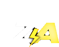 a yellow and white logo that says za with a lightning bolt on it