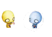 a picture of two cartoon characters with the words " this is my heart please don t break this "