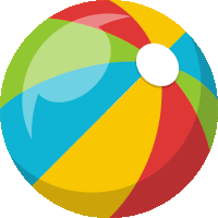 a cartoon illustration of a colorful beach ball