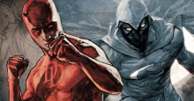 a drawing of daredevil and the moon knight fighting