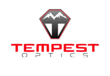 a logo for tempest optics with a diamond in the center