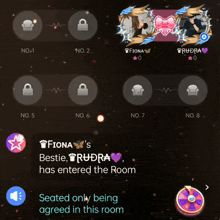 fiona 's bestie rudra has entered the room and is seated only being agreed in this room