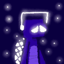 a pixel art of a purple dragon wearing headphones