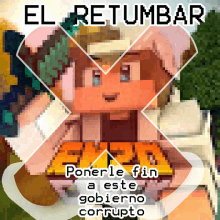 a pixel art of a person holding a pumpkin with the words el retumbar ponerle fin a este gobierno corrupto below it