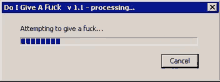 a computer screen says do i give a fuck v1.1 failed fuck not given