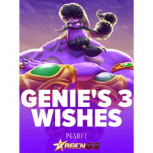 a poster for genie 's 3 wishes shows a genie with a mustache