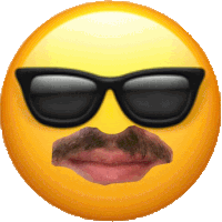 an emoji with sunglasses and a mustache on it