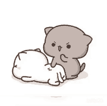 a cartoon of a cat petting another cat 's butt .