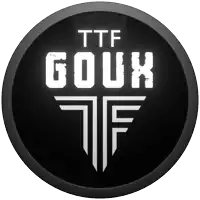 a black circle with the words ttf gouk 7f on it