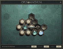 a screenshot of opus magnum shows a water purifier in progress