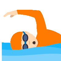 a cartoon illustration of a person swimming in the ocean