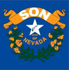 a sons of nevada logo with a star and a gun