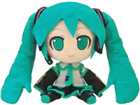 a stuffed toy of hatsune miku sits in front of a white background that says pimix