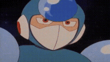 a close up of a cartoon character with a mask on his face .