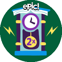 an illustration of a clock with the words epic on top