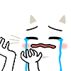 a cartoon of a cat crying with tears coming out of its eyes .