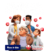 a poster for teleton shows a group of people wearing face masks