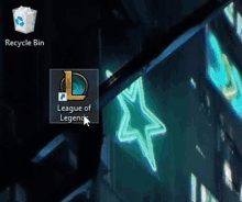 a league of legend icon is on the computer screen