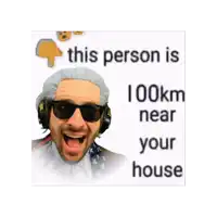 a man wearing sunglasses and a wig says 41 km near your home