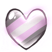 a heart with a pink and gray striped pattern