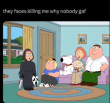 a family guy cartoon with the caption " they faces killing me why nobody gaf "