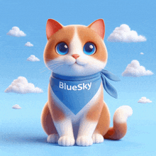 a cat wearing a bandana that says bluesky on it