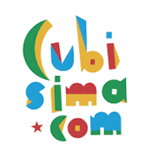 a colorful logo for ubi sima com with a star