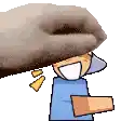 a cartoon character with a hat on his head is holding a blanket over his head .